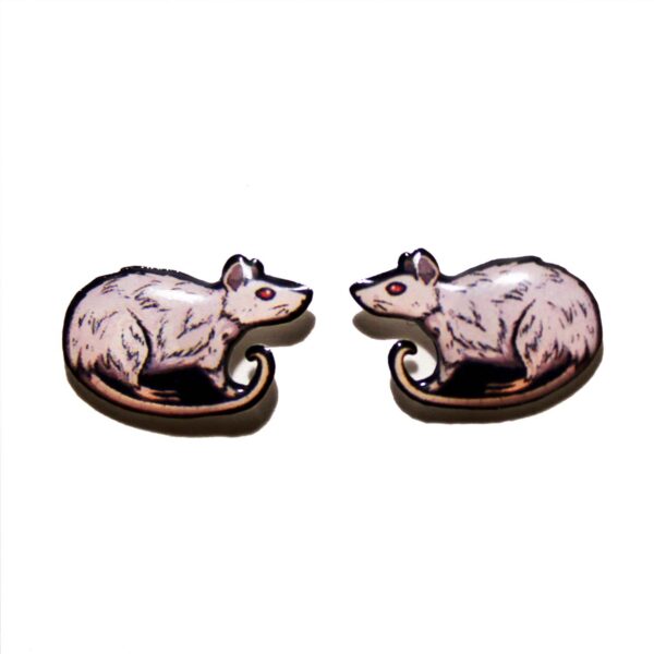 Pink Rat Stud / Post Earrings