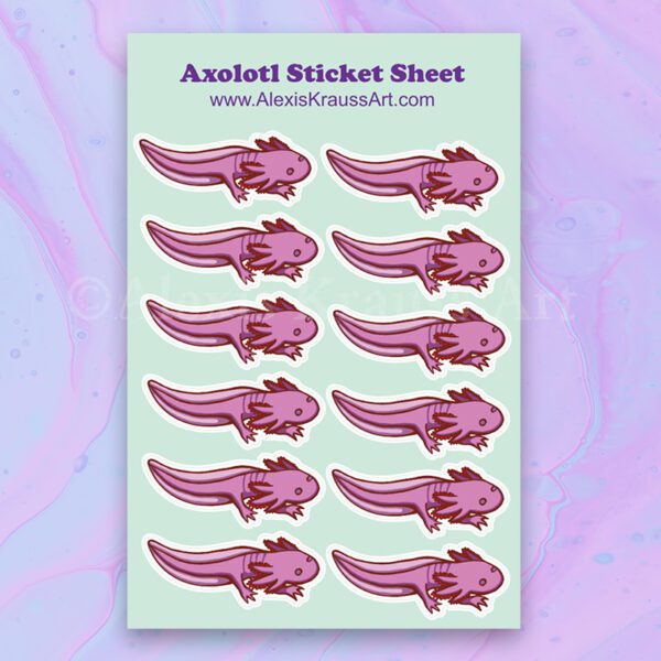 Axolotl Paper Sticker Sheet