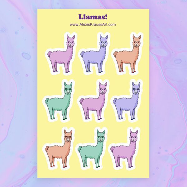 Cute Llama Paper Sticker Sheet