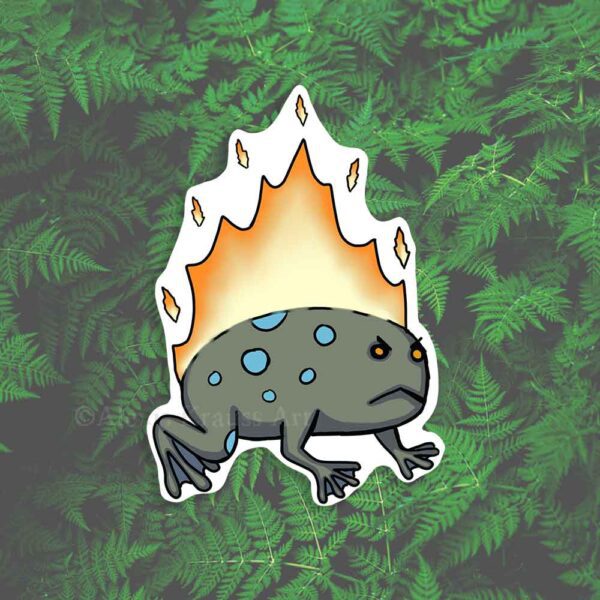 Angry Fire Toad Waterproof Vinyl Sticker