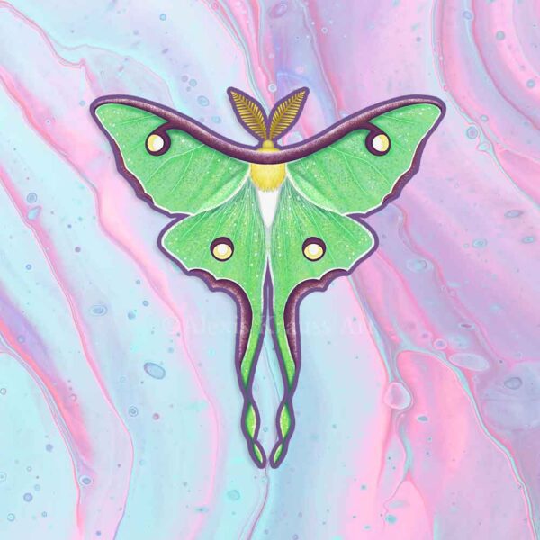 New Luna Moth Waterproof Vinyl Sticker