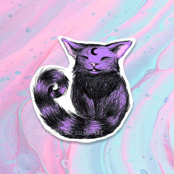 Purple Cat Waterproof Vinyl Sticker